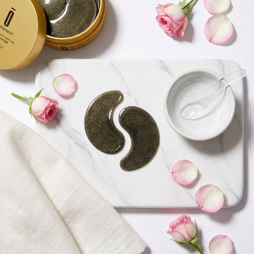 Black Pearl Under Eye Masks flat lay with bowl