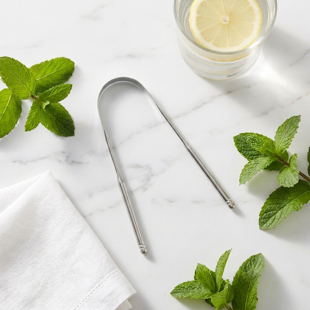 Silver Stainless Steel Tongue Scraper